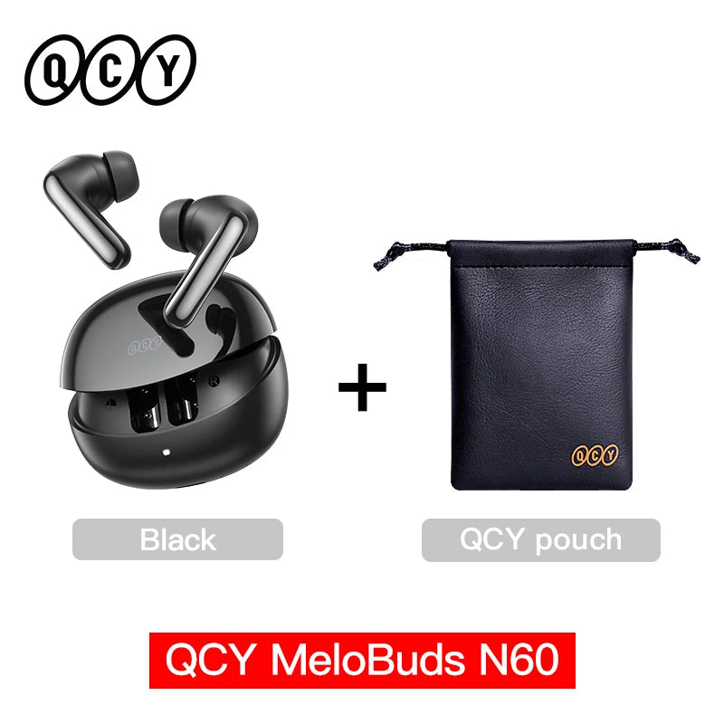QCY MeloBuds N60 HT19 Wireless Bluetooth 6.0 Earphones 56dB Hybrid ANC LDAC Hi-Res Audio with Coaxial Dual Driver Earbuds 45Hrs
