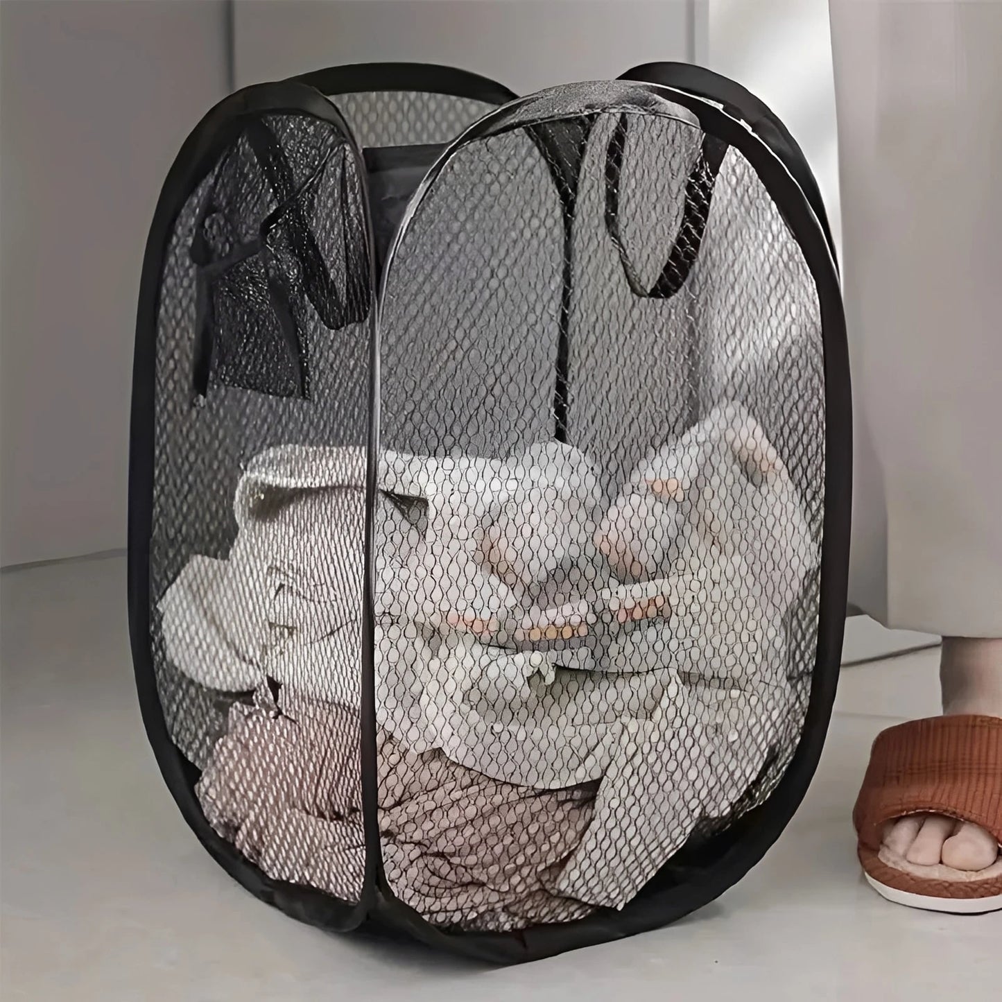 Mesh Pop-up Laundry Basket, Laundry Basket, Foldable Dirty Clothes Storage Basket, Large Capacity Storage Basket