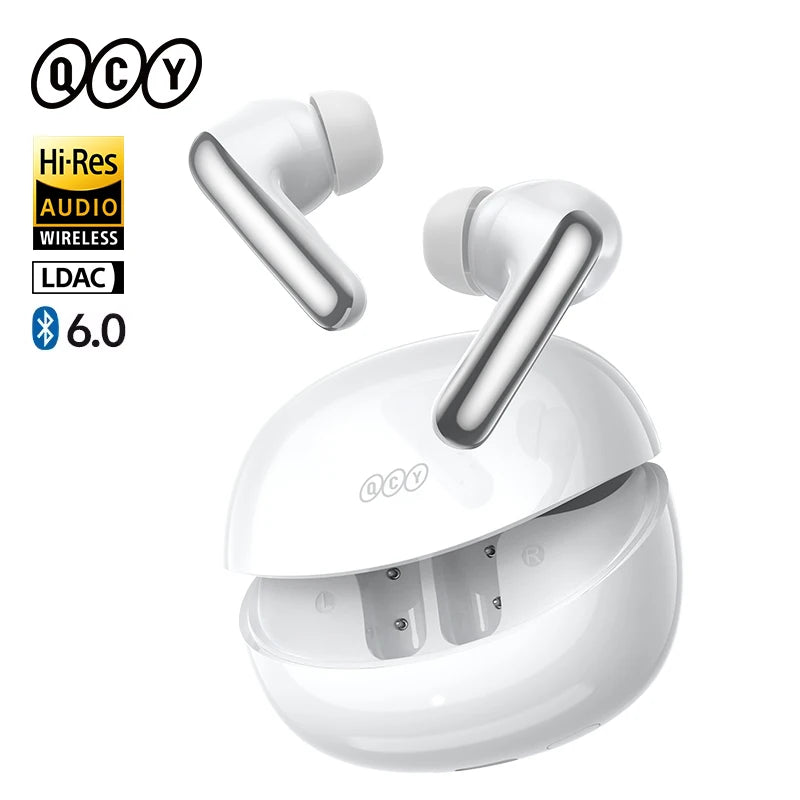 QCY MeloBuds N60 HT19 Wireless Bluetooth 6.0 Earphones 56dB Hybrid ANC LDAC Hi-Res Audio with Coaxial Dual Driver Earbuds 45Hrs
