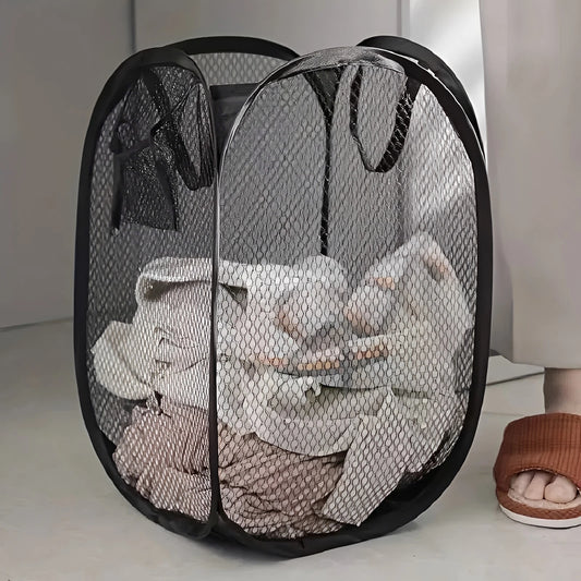 Mesh Pop-up Laundry Basket, Laundry Basket, Foldable Dirty Clothes Storage Basket, Large Capacity Storage Basket