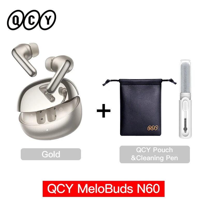QCY MeloBuds N60 HT19 Wireless Bluetooth 6.0 Earphones 56dB Hybrid ANC LDAC Hi-Res Audio with Coaxial Dual Driver Earbuds 45Hrs