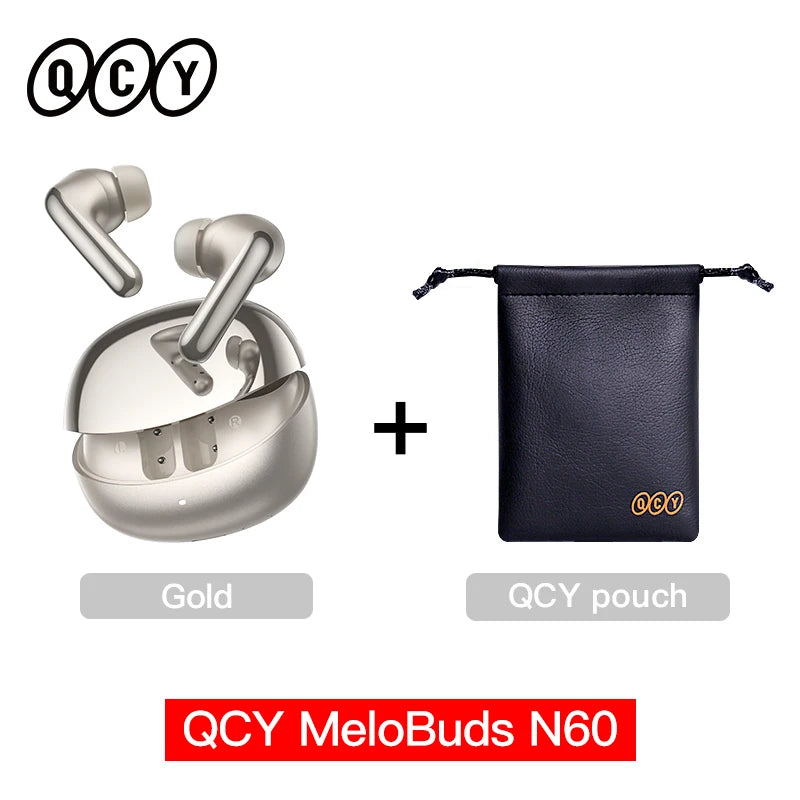 QCY MeloBuds N60 HT19 Wireless Bluetooth 6.0 Earphones 56dB Hybrid ANC LDAC Hi-Res Audio with Coaxial Dual Driver Earbuds 45Hrs