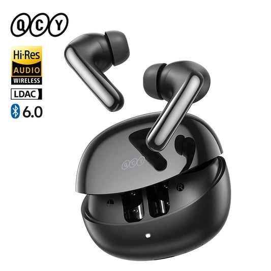 QCY MeloBuds N60 HT19 Wireless Bluetooth 6.0 Earphones 56dB Hybrid ANC LDAC Hi-Res Audio with Coaxial Dual Driver Earbuds 45Hrs