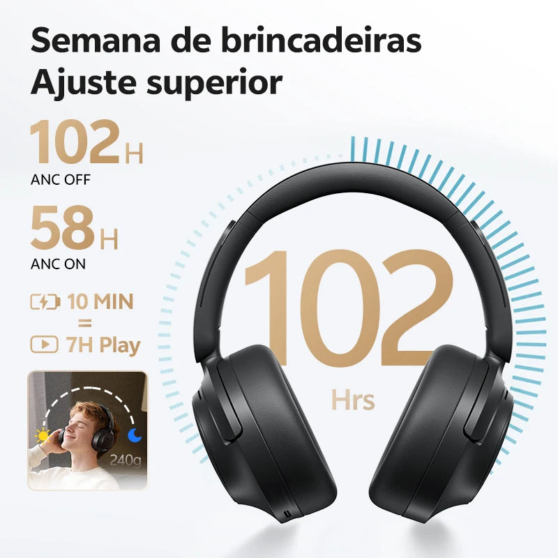 QCY ANC Wireless Headphone H3S 56dB Noise Canceling Hi-Res 3D Spatial Audio Earphone with LDAC Bluetooth 6.0 Over Ear Headset