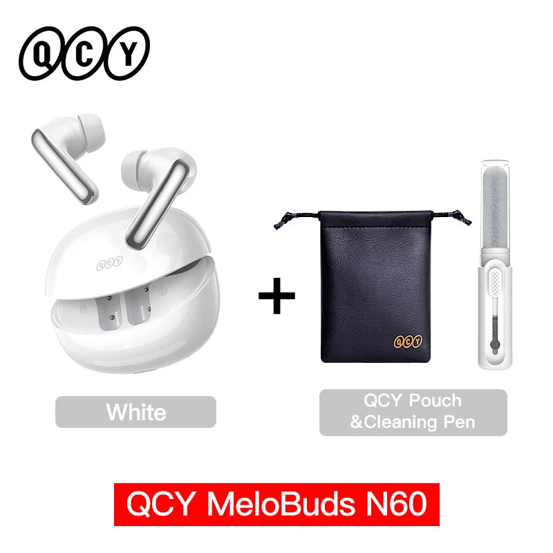 QCY MeloBuds N60 HT19 Wireless Bluetooth 6.0 Earphones 56dB Hybrid ANC LDAC Hi-Res Audio with Coaxial Dual Driver Earbuds 45Hrs