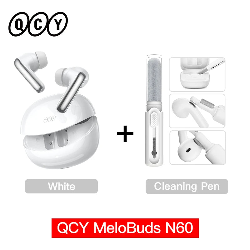 QCY MeloBuds N60 HT19 Wireless Bluetooth 6.0 Earphones 56dB Hybrid ANC LDAC Hi-Res Audio with Coaxial Dual Driver Earbuds 45Hrs
