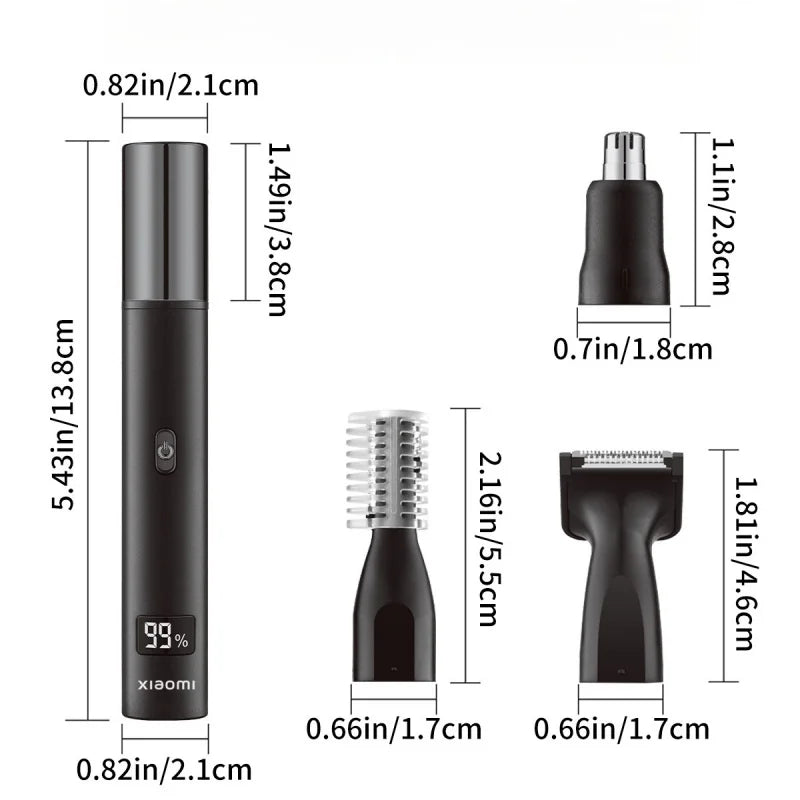 XIAOMI New 3 in 1 Electric Rechargeable Nose Ear Hair Trimmer for Men Painless Sideburns Eyebrows Beard Hair Clipper Shaver
