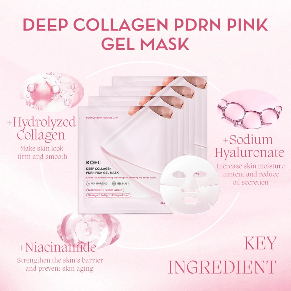 4 Sheets/Box Pdrn Pink Collagen Gel Mask Sheet Hydrolyzed Collagen Overnight Sheet Mask Enhance Elasticity Hydration Mask
