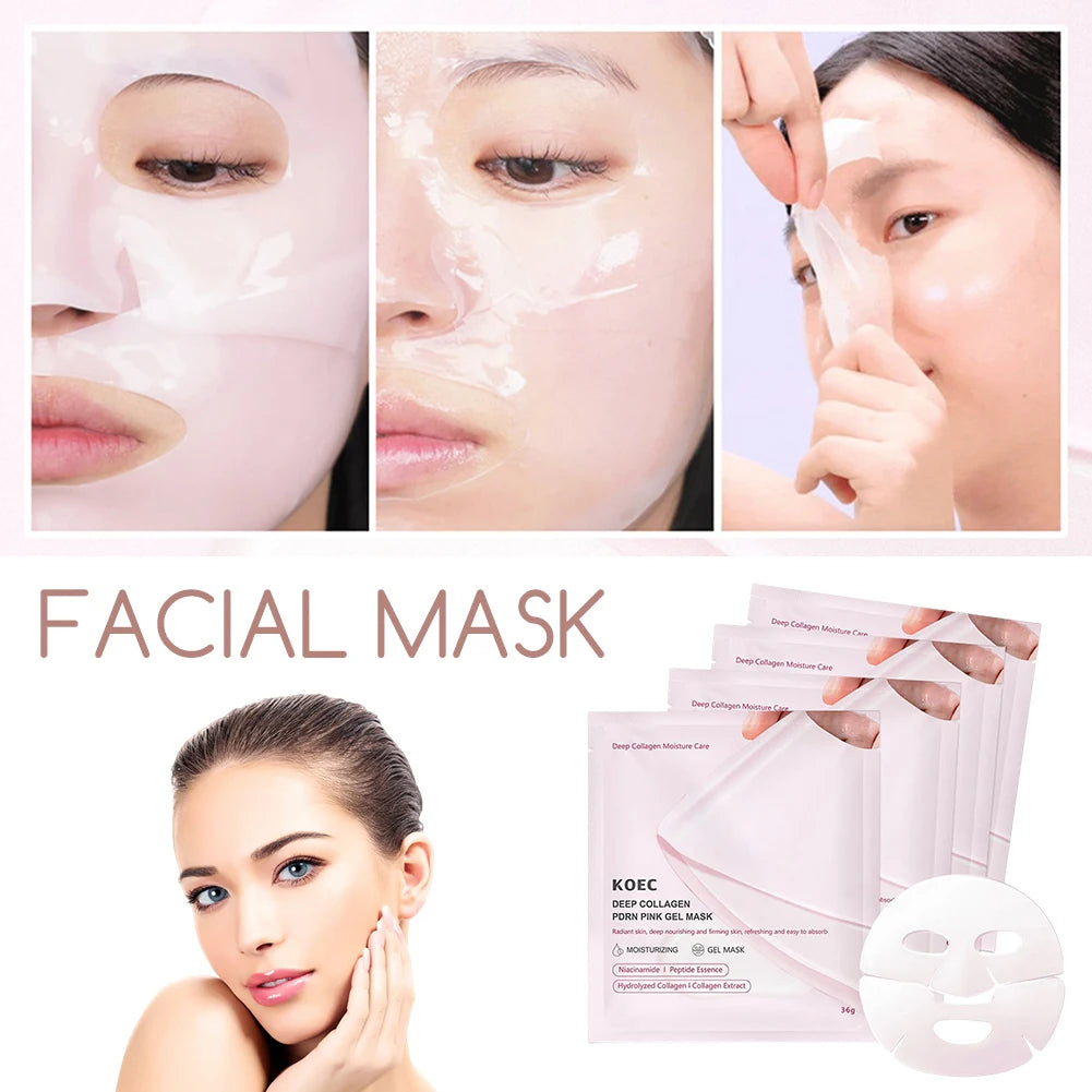 4 Sheets/Box Pdrn Pink Collagen Gel Mask Sheet Hydrolyzed Collagen Overnight Sheet Mask Enhance Elasticity Hydration Mask