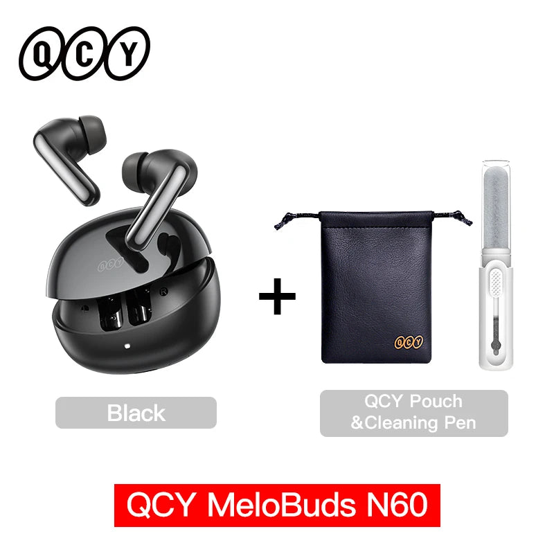 QCY MeloBuds N60 HT19 Wireless Bluetooth 6.0 Earphones 56dB Hybrid ANC LDAC Hi-Res Audio with Coaxial Dual Driver Earbuds 45Hrs