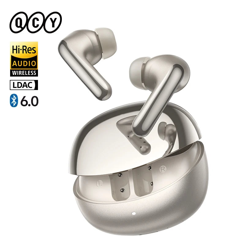 QCY MeloBuds N60 HT19 Wireless Bluetooth 6.0 Earphones 56dB Hybrid ANC LDAC Hi-Res Audio with Coaxial Dual Driver Earbuds 45Hrs