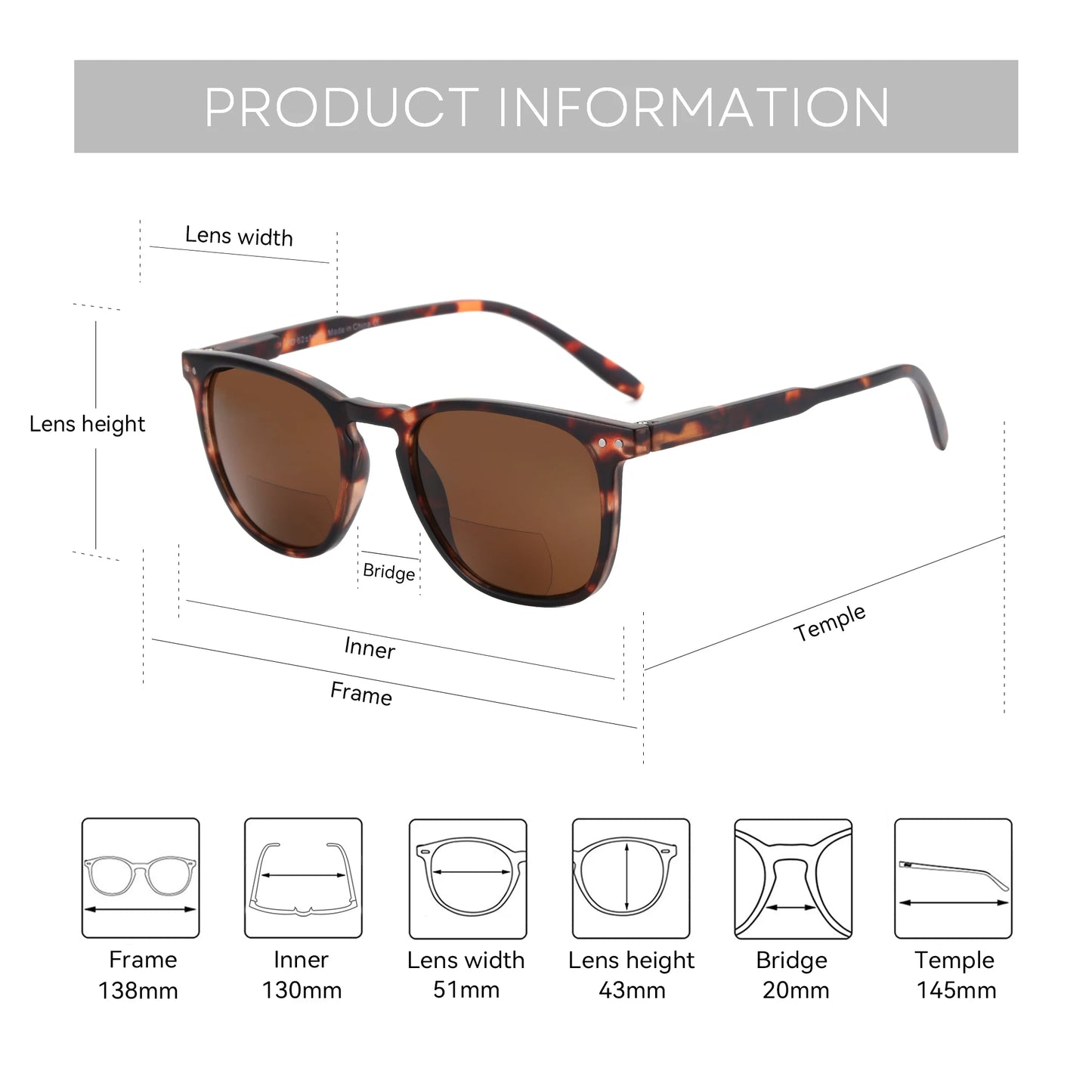 ZENOTTIC  Classic Prescription Sunglasses Square Progressive Sun Glasses For Men Women UV400 Protection Shades